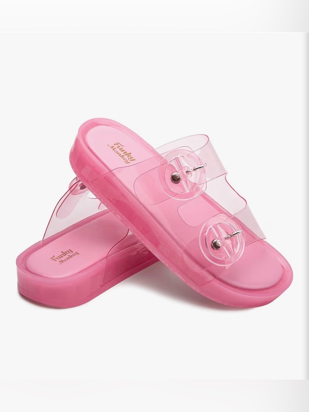 NIB / Brand New. Funky Monkey Pink Jelly Buckle Sandals. Size 8